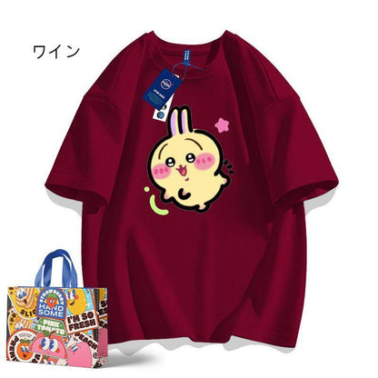 「tops」ちいかわ ウサギ 漫画プリント男女兼用 ルーズ 半袖Ｔシャツ 7色YS8538