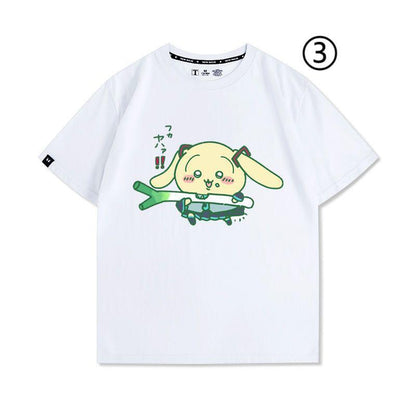 「tops」ちいかわ ウサギXハツネ キャラクター プリント 男女兼用 ラウンドネック 半袖Ｔシャツ 4種類5色YS8524