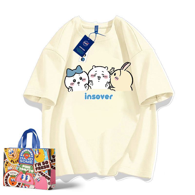 「tops」ちいかわ キャラクター プリント 男女兼用 ラウンドネック 半袖Ｔシャツ 6色YS8515