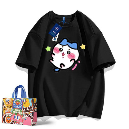 「tops」ちいかわ ハチワレ プリント 男女兼用 ルーズ 半袖Ｔシャツ 7色YS8537