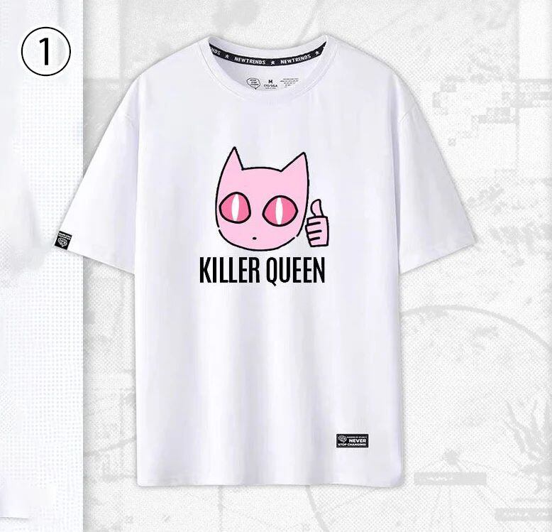 「tops」JOJO キャラクター Killer Queen プリント 男女兼用 半袖Ｔシャツ 5色2種類YS8468