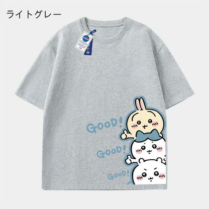 「tops」ちいかわ キャラクター GOOD プリント 男女兼用 ラウンドネック 半袖Ｔシャツ 7色YS8521