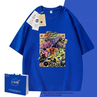 「tops」JOJO キャラクター プリント 男女兼用 ラウンドネック 半袖Ｔシャツ 6色YS8465