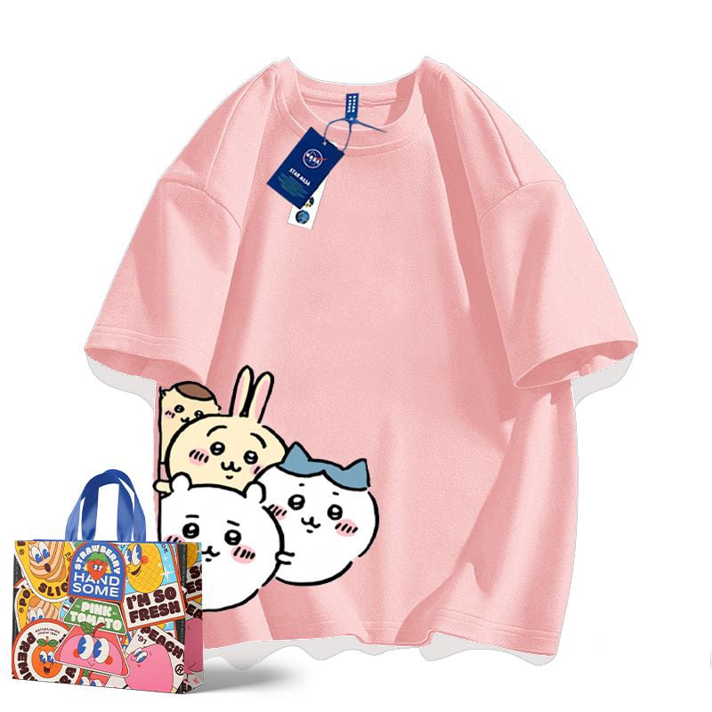 「tops」ちいかわ プリント 男女兼用 ラウンドネック ルーズ 半袖Ｔシャツ 8色YS8450