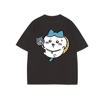 「tops」ちいかわ ハチワレ キャラクター プリント 男女兼用 ラウンドネック 半袖Ｔシャツ 7色YS8392