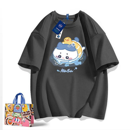 「tops」ちいかわ ハチワレ キャラクター プリント 男女兼用 ラウンドネック 半袖Ｔシャツ 6色YS8494