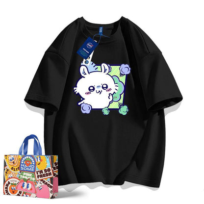 「tops」ちいかわ モモンガ キャラクター プリント 男女兼用 ラウンドネック 半袖Ｔシャツ 7色YS8511