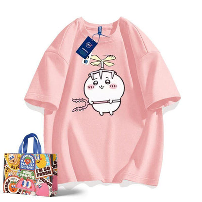 「tops」ちいかわ キャラクター プリント 男女兼用 ラウンドネック ルーズ 半袖Ｔシャツ 8色YS8390