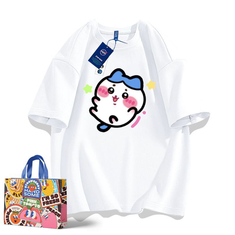 「tops」ちいかわ ハチワレ プリント 男女兼用 ルーズ 半袖Ｔシャツ 7色YS8537