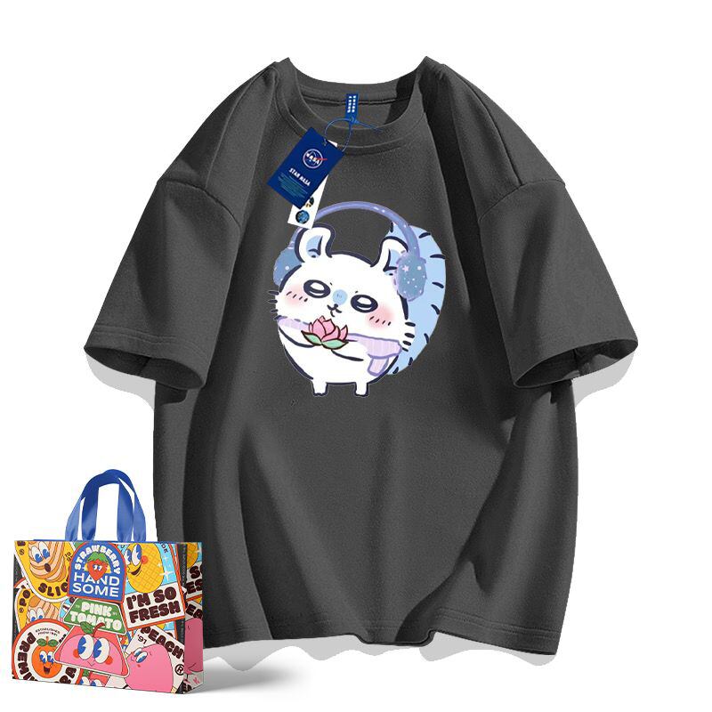 「tops」ちいかわ モモンガ キャラクター プリント 男女兼用 ラウンドネック 半袖Ｔシャツ 9色YS8527