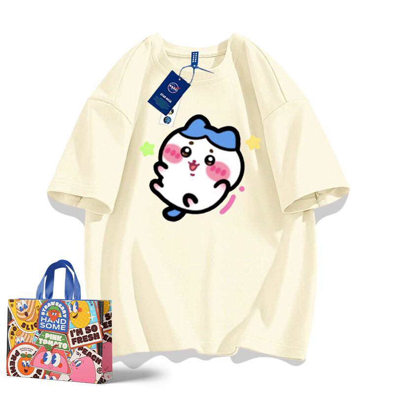 「tops」ちいかわ ハチワレ プリント 男女兼用 ルーズ 半袖Ｔシャツ 7色YS8537