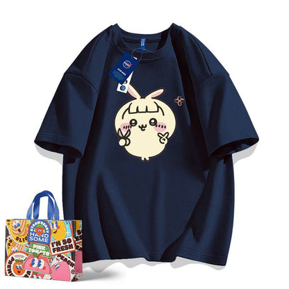 「tops」ちいかわ ウサギ キャラクタープリント 男女兼用 ラウンドネック ルーズ 半袖Ｔシャツ 9色YS8446