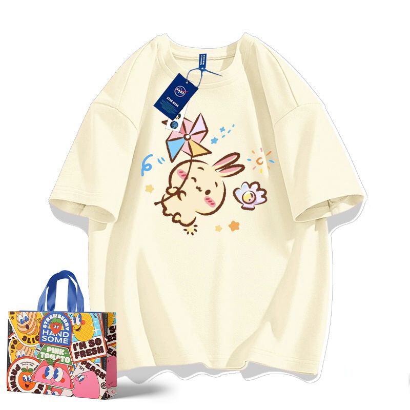 「tops」ちいかわ ウサギ キャラクター プリント 男女兼用 ラウンドネック 半袖Ｔシャツ 9色YS8426