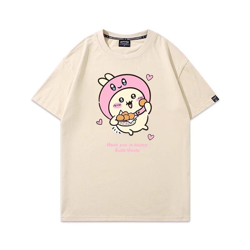 「tops」ちいかわ ウサギ キャラクター プリント 男女兼用 ラウンドネック 半袖Ｔシャツ 7色YS8491