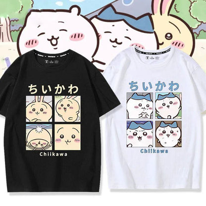 「tops」ちいかわ ウサギ キャラクタープリント 男女兼用 半袖 Ｔシャツ2色2種類YS8249