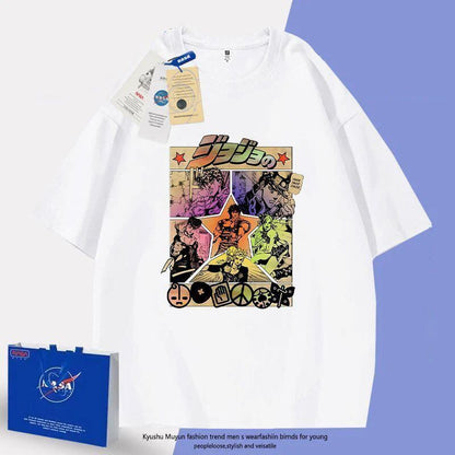 「tops」JOJO キャラクター プリント 男女兼用 ラウンドネック 半袖Ｔシャツ 6色YS8465