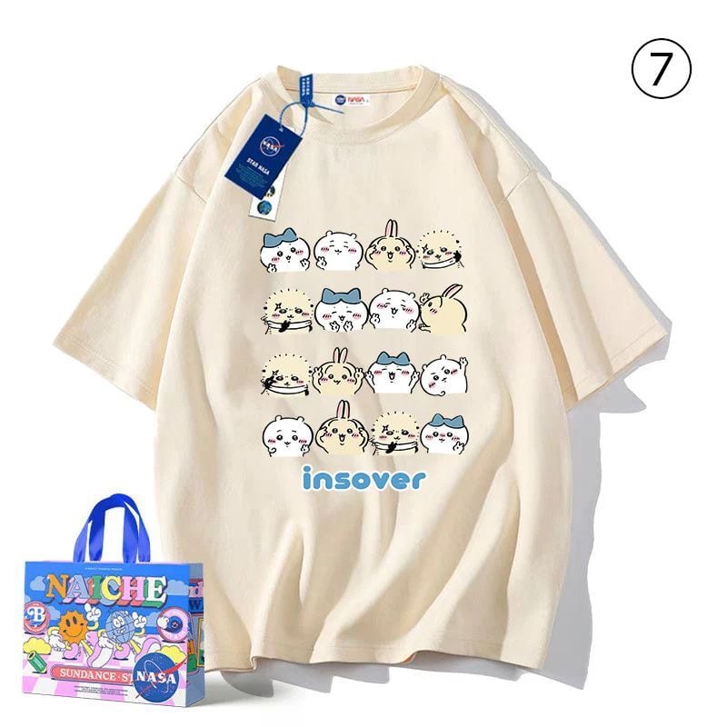 「tops」ちいかわ キャラクター プリント 男女兼用 ラウンドネック 半袖Ｔシャツ 9種類YS8394