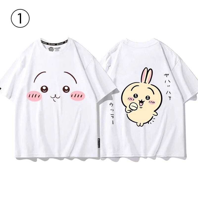 「tops」ちいかわ 可愛い プリント 男女兼用 ルーズ 半袖Ｔシャツ 4色2種類YS8420