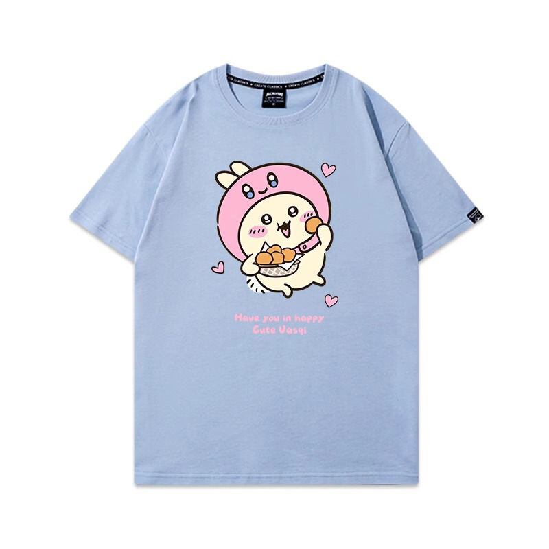 「tops」ちいかわ ウサギ キャラクター プリント 男女兼用 ラウンドネック 半袖Ｔシャツ 7色YS8491