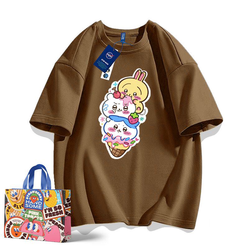 「tops」ちいかわ キャラクター プリント 男女兼用 ラウンドネック ルーズ 半袖Ｔシャツ 9色YS8497