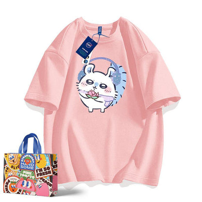 「tops」ちいかわ モモンガ キャラクター プリント 男女兼用 ラウンドネック 半袖Ｔシャツ 9色YS8527