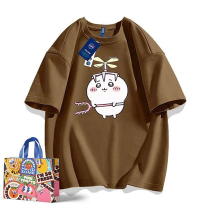 「tops」ちいかわ キャラクター プリント 男女兼用 ラウンドネック ルーズ 半袖Ｔシャツ 8色YS8390