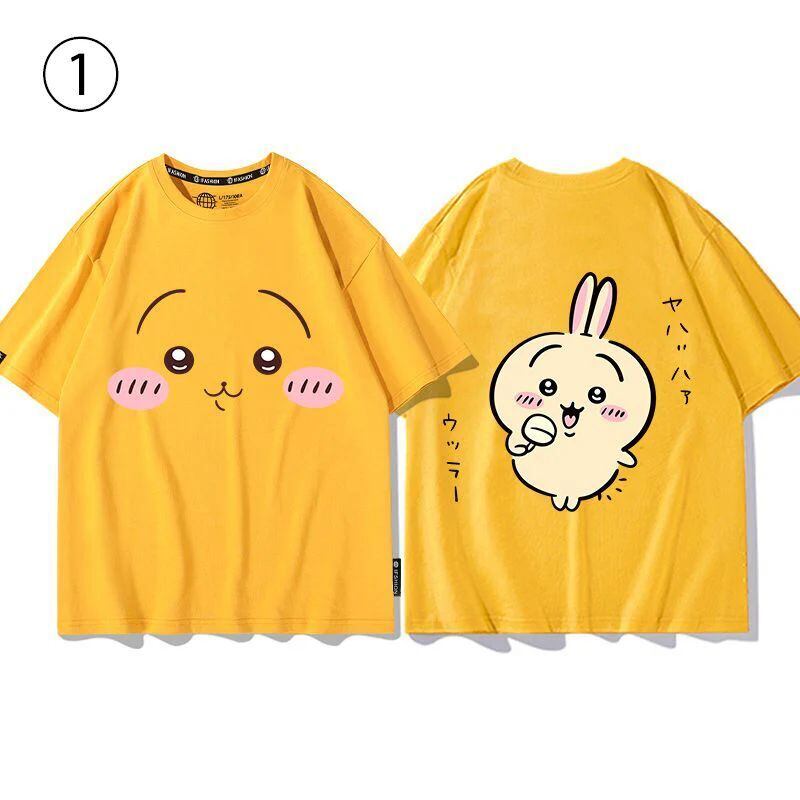 「tops」ちいかわ 可愛い プリント 男女兼用 ルーズ 半袖Ｔシャツ 4色2種類YS8420