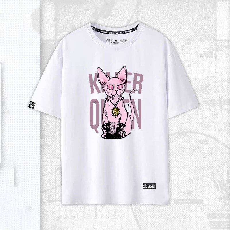 「tops」JOJO キャラクター Killer Queen プリント 男女兼用 半袖Ｔシャツ 5色2種類YS8468