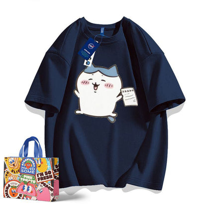 「tops」ちいかわ ハチワレ キャラクター プリント 男女兼用 ラウンドネック 半袖Ｔシャツ 9色YS8424