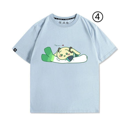 「tops」ちいかわ ウサギXハツネ キャラクター プリント 男女兼用 ラウンドネック 半袖Ｔシャツ 4種類5色YS8524