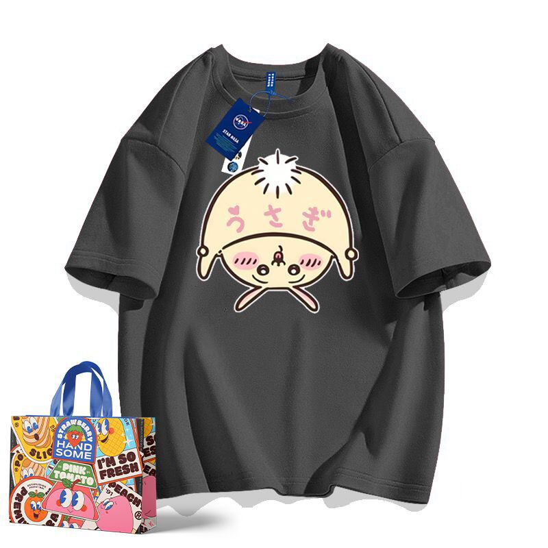 「tops」ちいかわ ウサギキャラクタープリント 男女兼用  ルーズ 半袖Ｔシャツ 7色YS8438