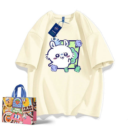 「tops」ちいかわ モモンガ キャラクター プリント 男女兼用 ラウンドネック 半袖Ｔシャツ 7色YS8511