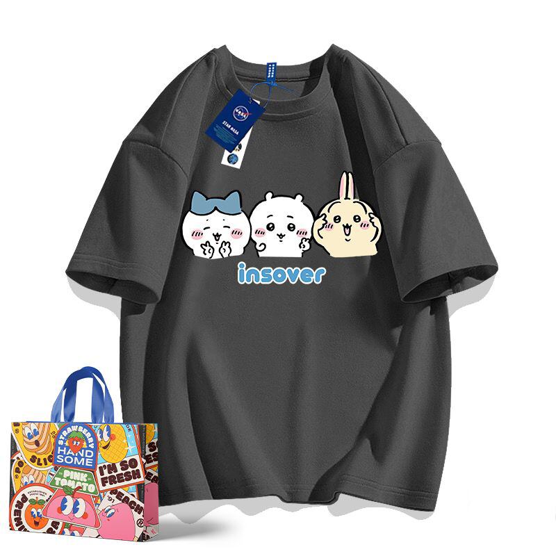 「tops」ちいかわ キャラクタープリント 男女兼用 ラウンドネック 半袖Ｔシャツ 6色YS8484