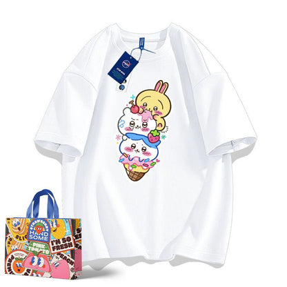 「tops」ちいかわ キャラクター プリント 男女兼用 ラウンドネック ルーズ 半袖Ｔシャツ 9色YS8497