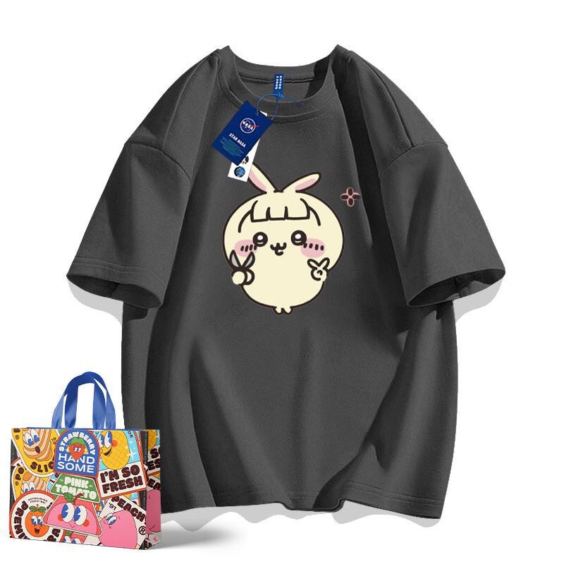 「tops」ちいかわ ウサギ キャラクタープリント 男女兼用 ラウンドネック ルーズ 半袖Ｔシャツ 9色YS8446