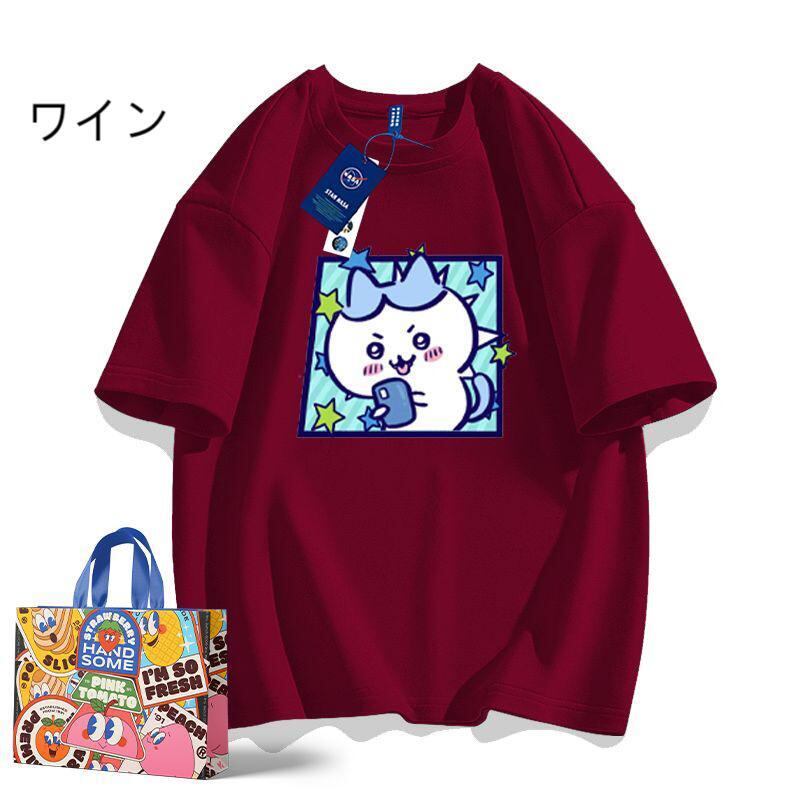 「tops」ちいかわ ハチワレ漫画プリント 可愛い 半袖Ｔシャツ （ 男女兼用） 9色YS8512