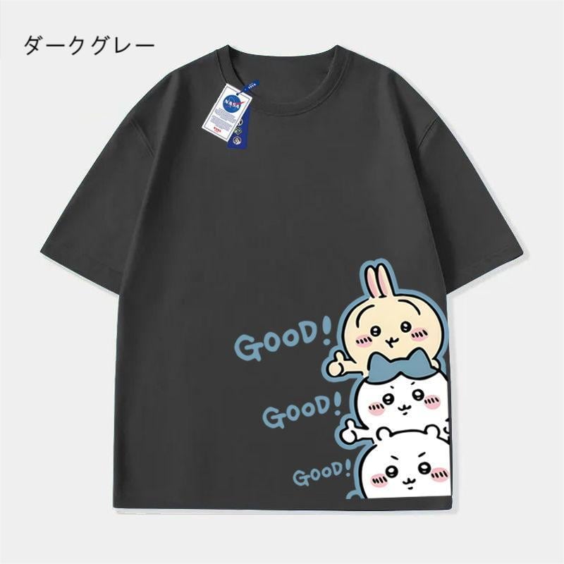 「tops」ちいかわ キャラクター GOOD プリント 男女兼用 ラウンドネック 半袖Ｔシャツ 7色YS8521