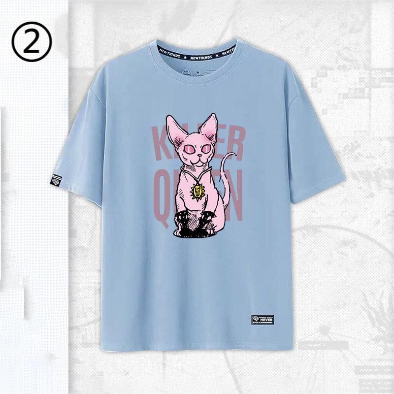 「tops」JOJO キャラクター Killer Queen プリント 男女兼用 半袖Ｔシャツ 5色2種類YS8468