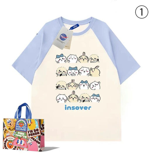 「tops」ちいかわ キャラクター プリント 男女兼用 ラウンドネック 半袖Ｔシャツ 9種類YS8394