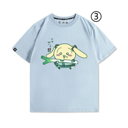 「tops」ちいかわ ウサギXハツネ キャラクター プリント 男女兼用 ラウンドネック 半袖Ｔシャツ 4種類5色YS8524