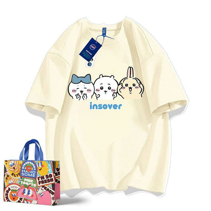 「tops」ちいかわ キャラクタープリント 男女兼用 ラウンドネック 半袖Ｔシャツ 6色YS8484