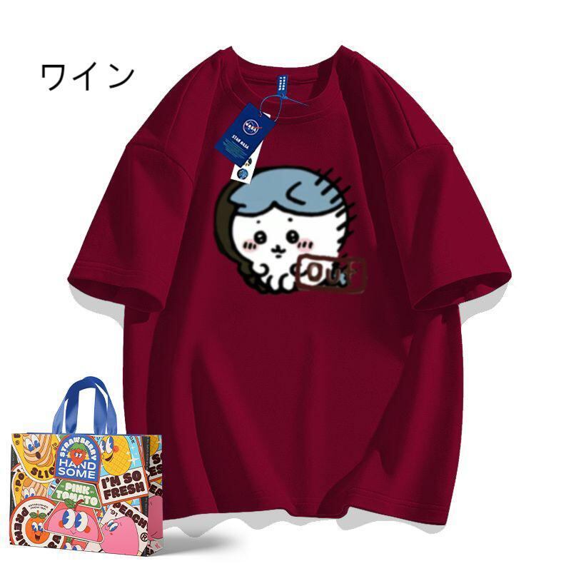 「tops」ちいかわ ハチワレ プリント 男女兼用 ルーズ 半袖Ｔシャツ 9色YS8532