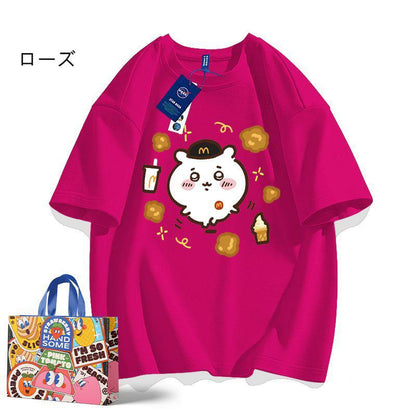 「tops」ちいかわ 可愛いプリント 男女兼用 ラウンドネック ルーズ 半袖Ｔシャツ 7色YS8437