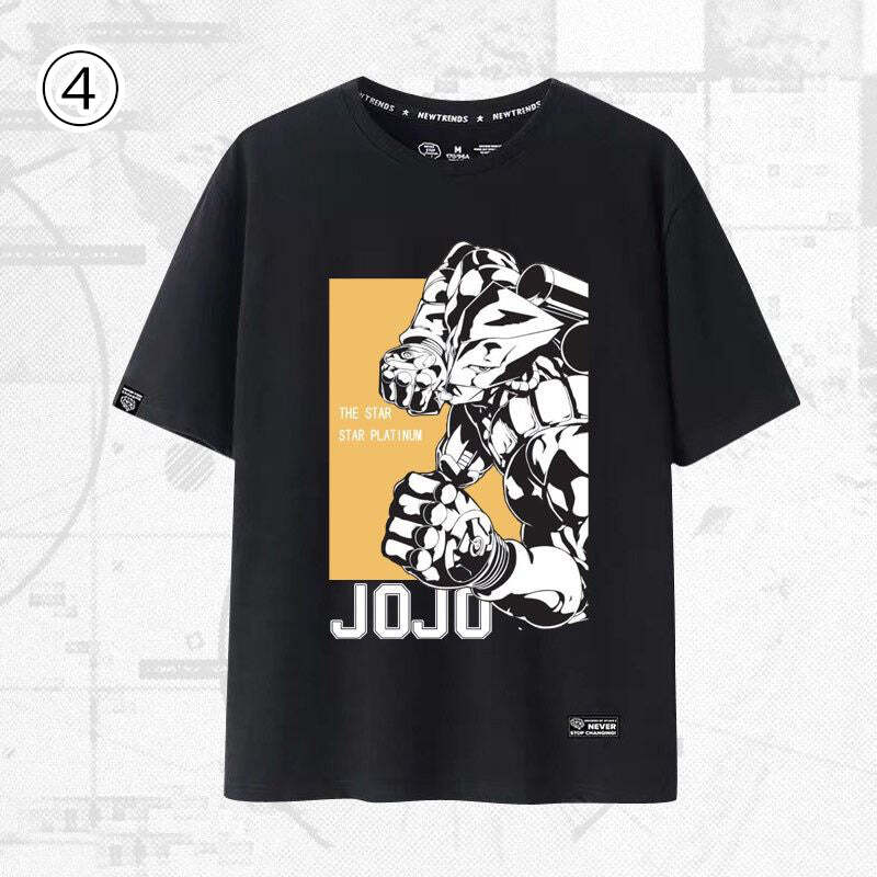 「tops」JOJO キャラクター 漫画プリント 男女兼用 ラウンドネック 半袖Ｔシャツ 2色 5種類YS8564