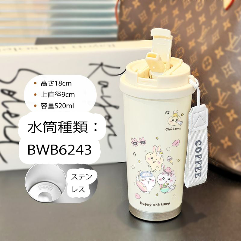 「小物」ちいかわ キャラクタープリント ステンレス 3way 直飲み 水筒 520ML YS8872