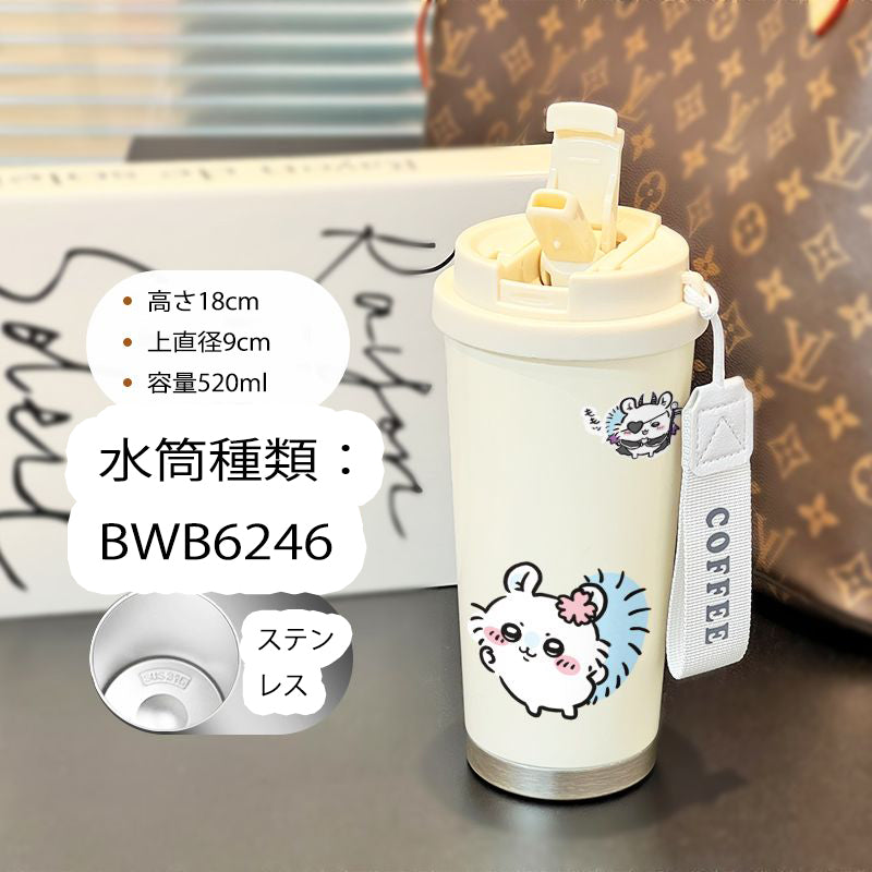 「小物」ちいかわ キャラクタープリント ステンレス 3way 直飲み 水筒 520ML YS8872