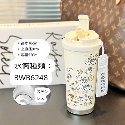 「小物」ちいかわ キャラクタープリント ステンレス 3way 直飲み 水筒 520ML YS8872