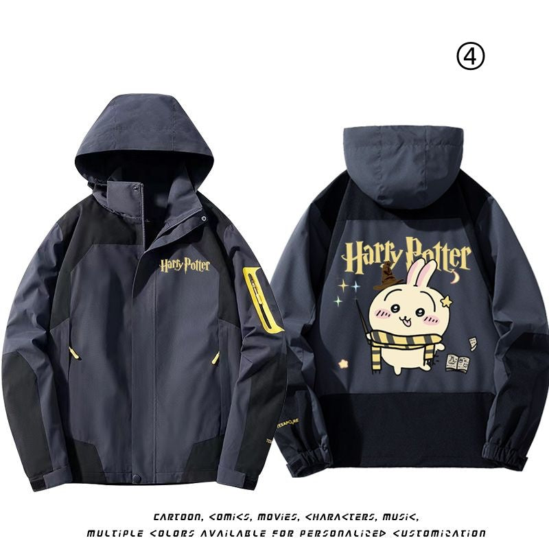 「outer」ちいかわXHARRY POTTER キャラクタープリント 男女兼用 撥水加工 マウンテンパーカーYS9536