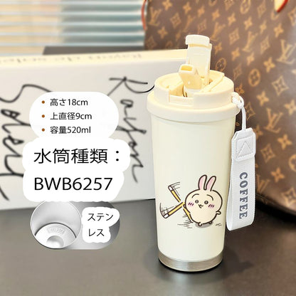 「小物」ちいかわ キャラクタープリント ステンレス 3way 直飲み 水筒 520ML YS8872