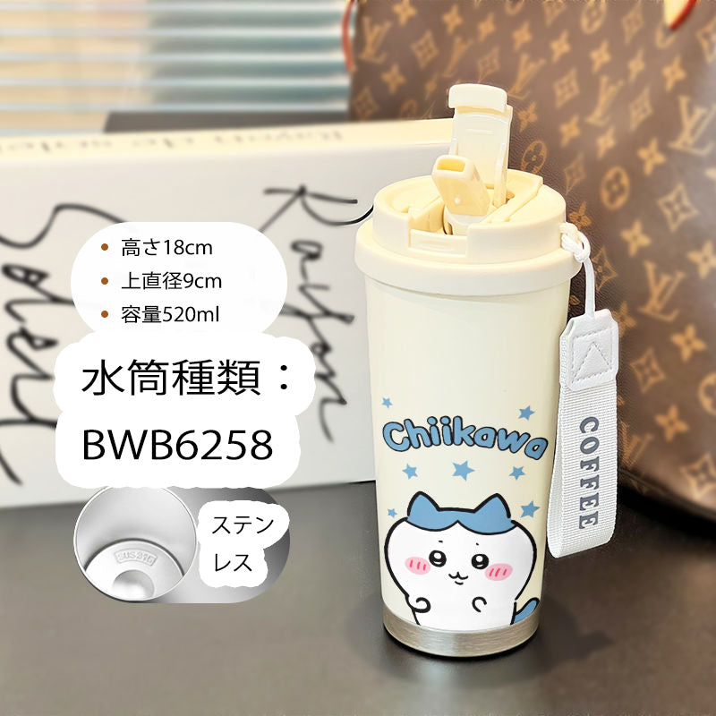 「小物」ちいかわ キャラクタープリント ステンレス 3way 直飲み 水筒 520ML YS8872